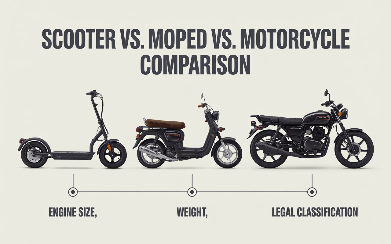scooter vs. moped vs. motorcycle