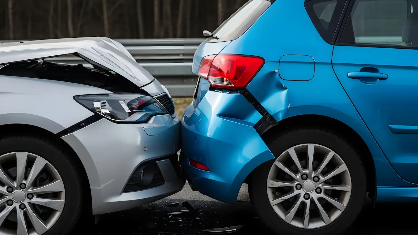 rear end collision of two cars