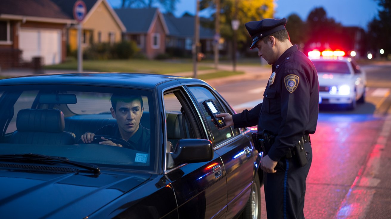 police office stopping driver