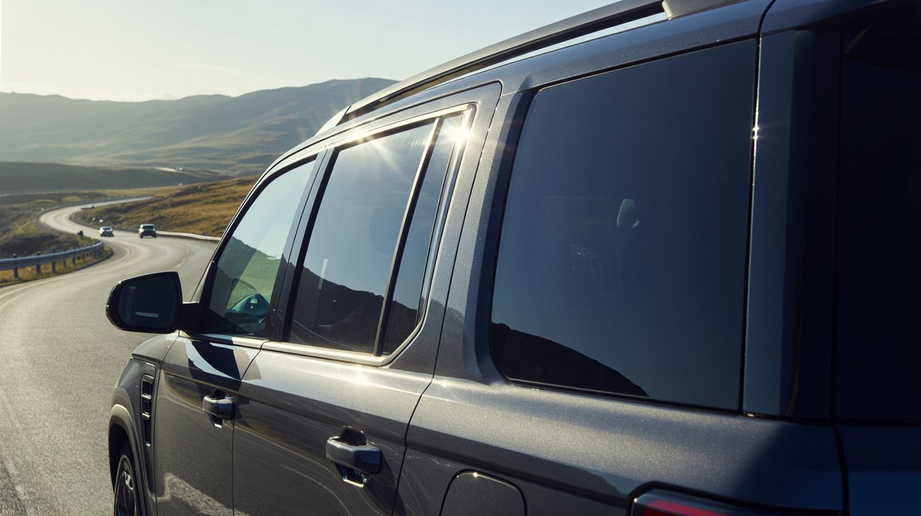 suv on highway with tined windows