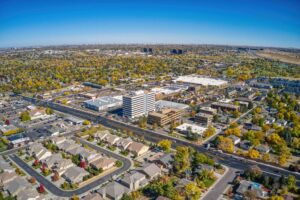 Aerial View of Aurora, Colorado in Autumn