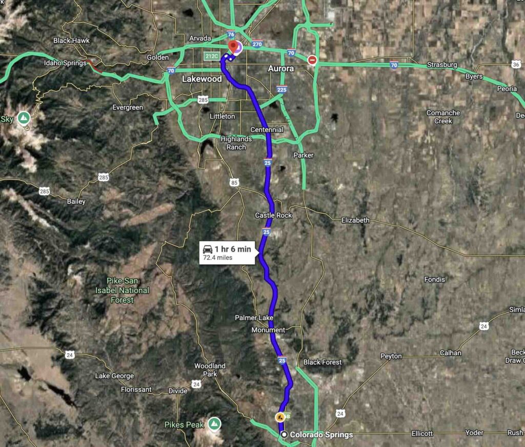 image of a google map with driving directions to the office.