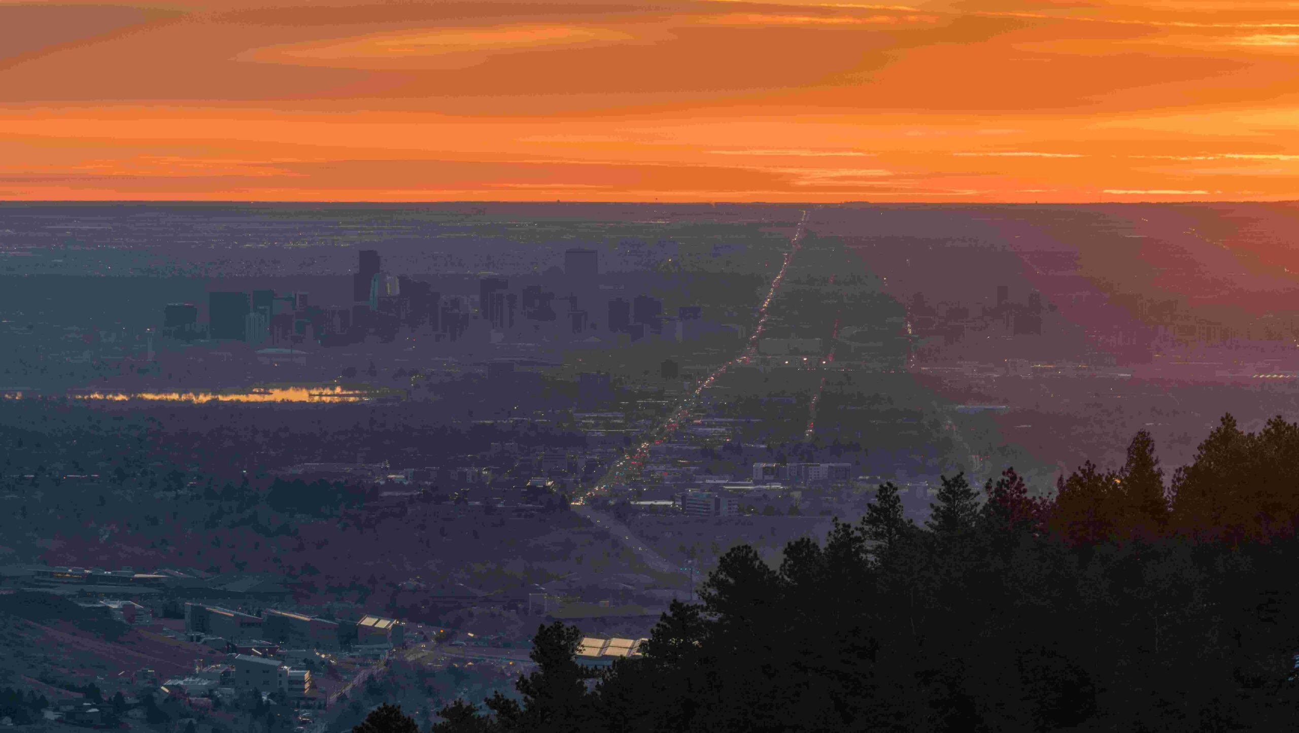 Sunset view from foothills over Wheat Ridge