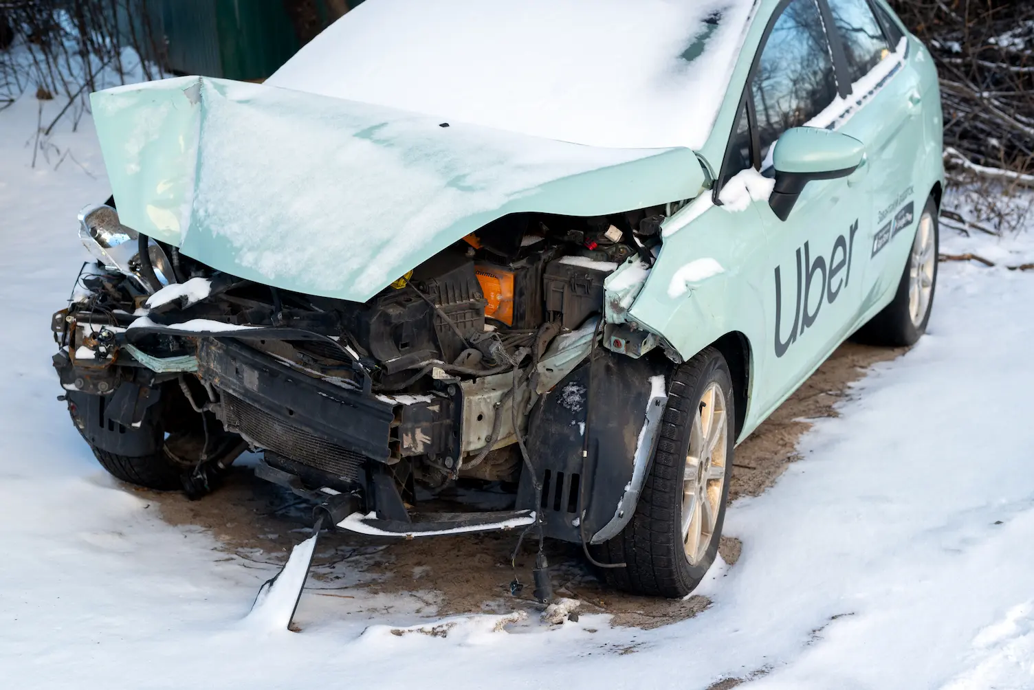 damaged uber car from an accident