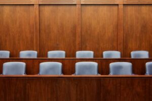 Jury seats in a court room