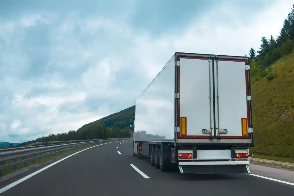 Truck traveling in a highway